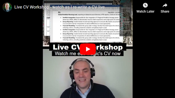 Watch me rewrite a CV during my CV Workshop session last night