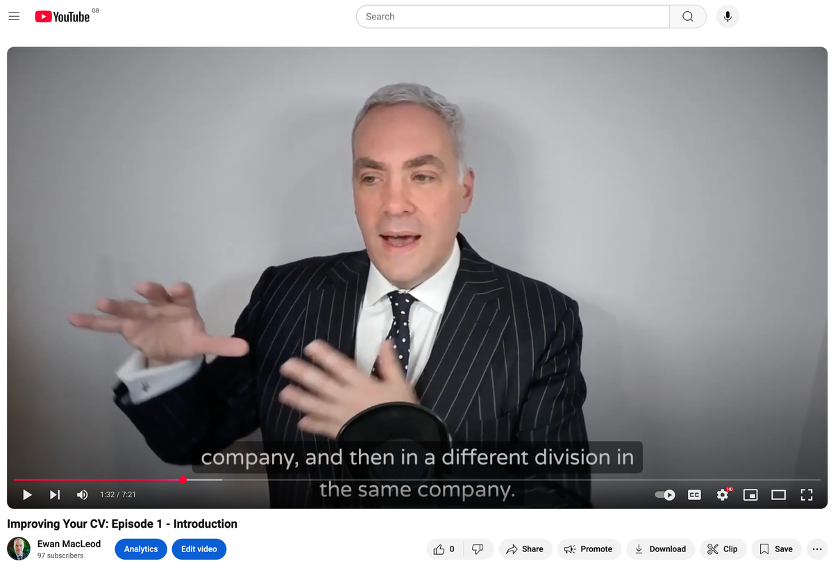 My CV course is available free on YouTube